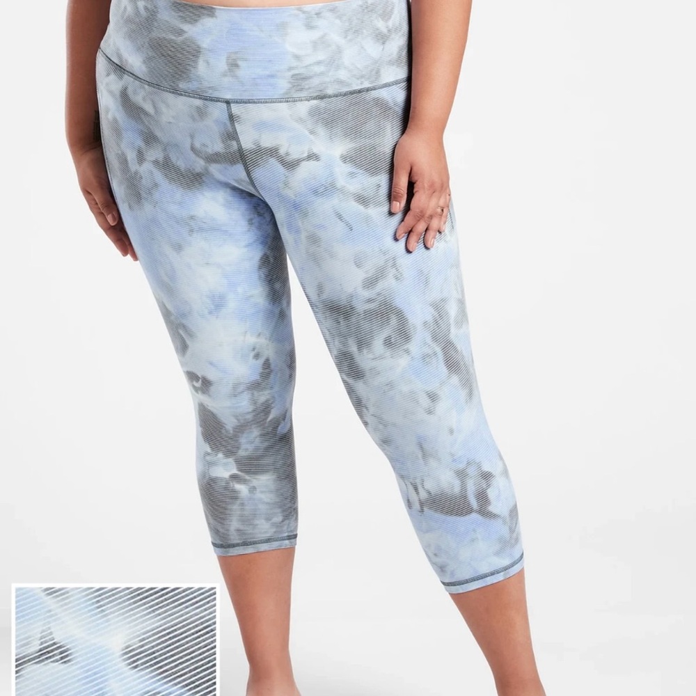 NWT Athleta Salutation Stash Pocket II Space Dye Blueish Gray Capri 2X - Picture 2 of 13